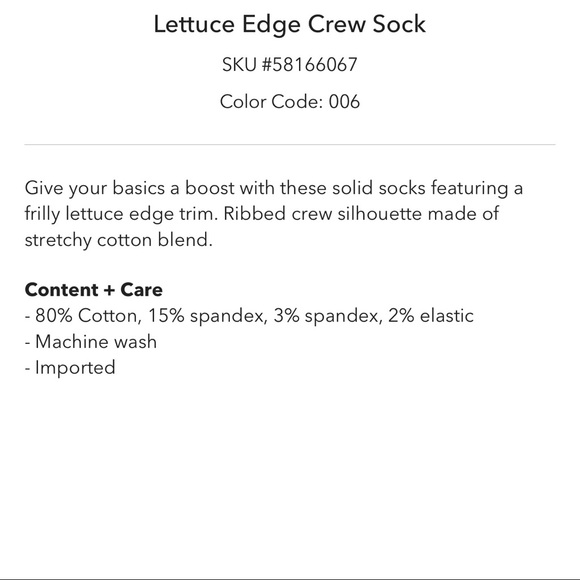 Urban Outfitters Lettuce Edge Crew Sock - Picture 5 of 5